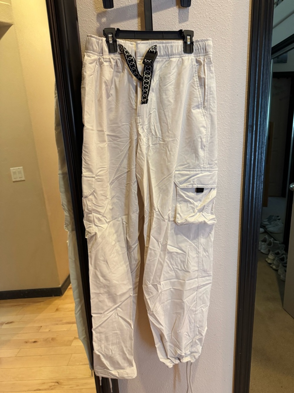 Nike Cream Cargo Jogger Pants with Black Drawstring